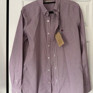 Burberry Men's Purple Checkered Dress Shirt